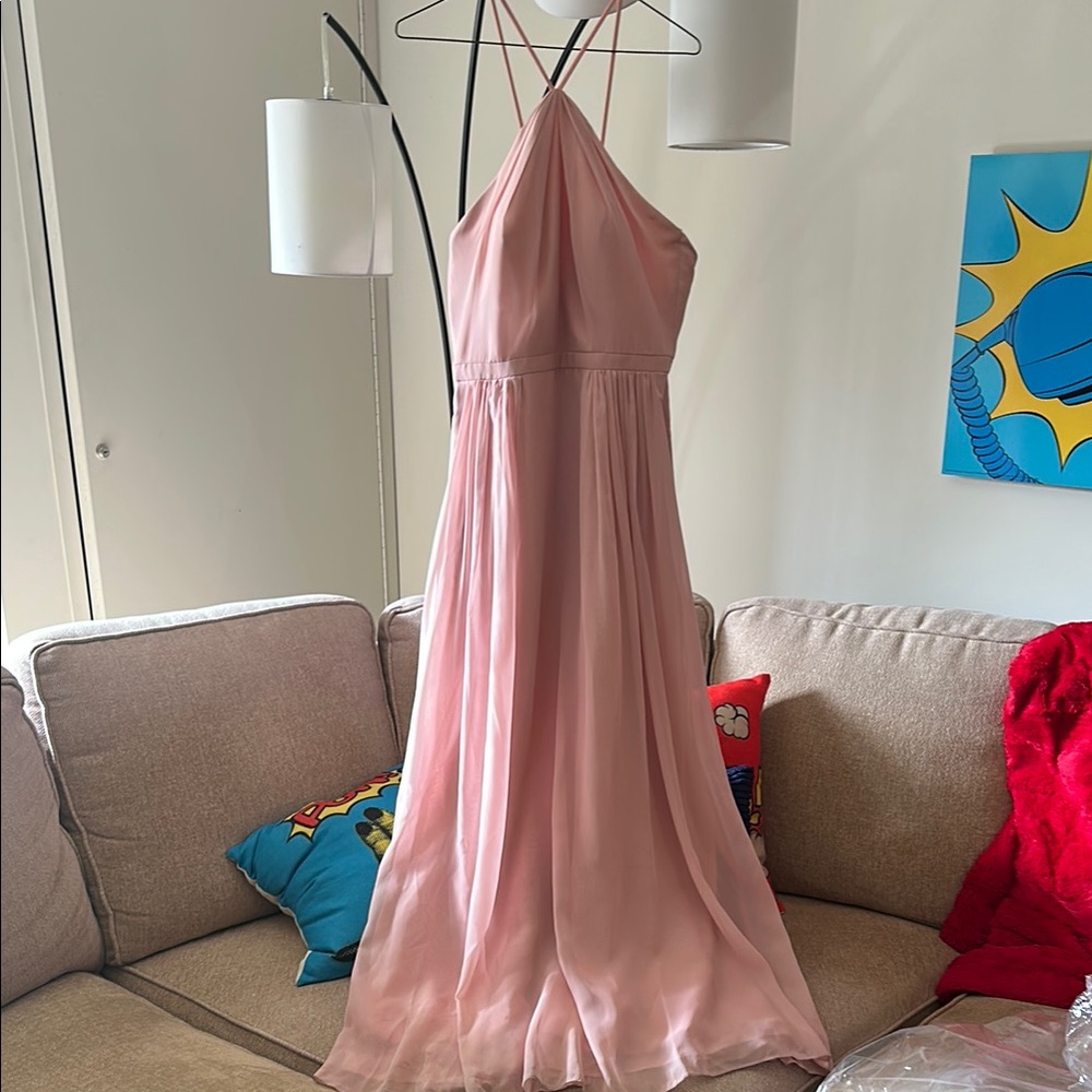 Weddington Way Light Pink Halter Bridesmaids Maxi Dress